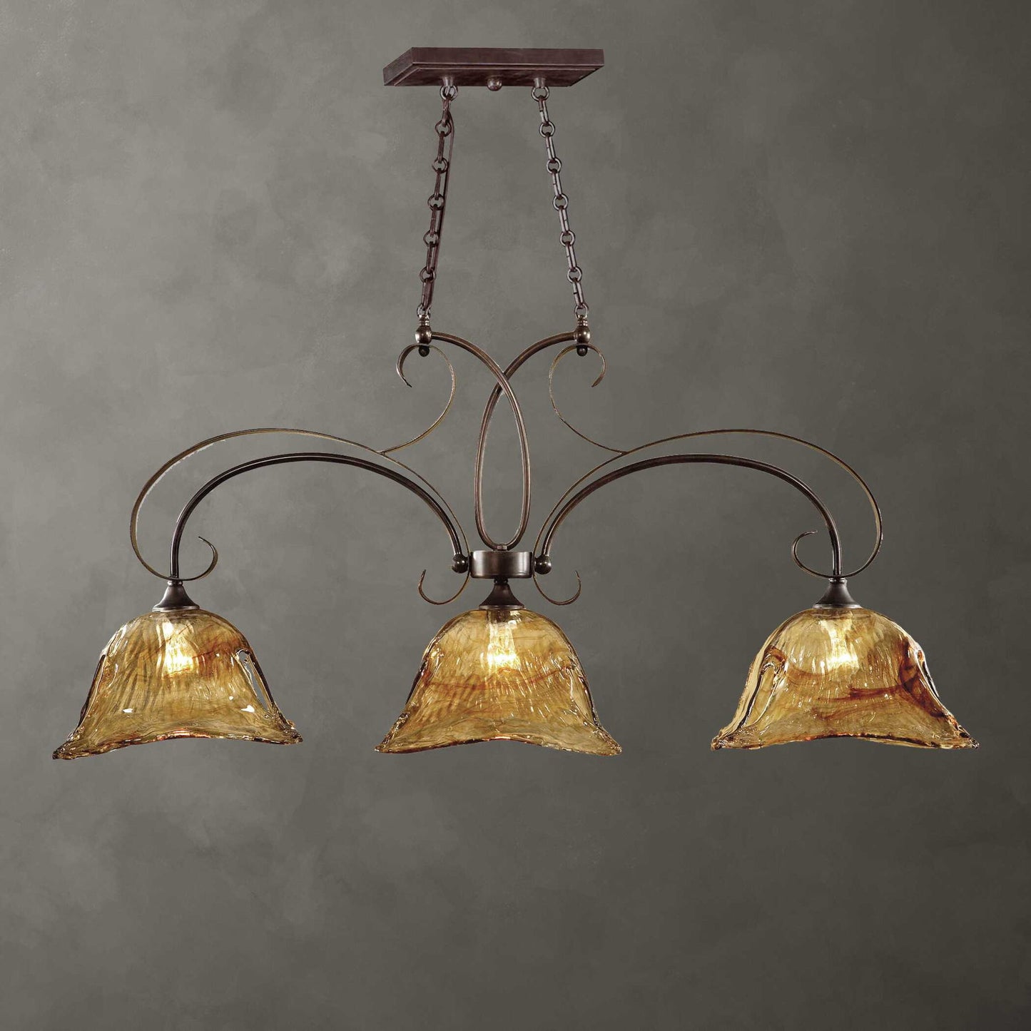 Vetraio - 3 Light Kitchen Island Light - Bronze