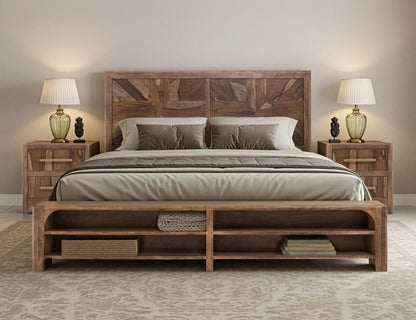 Praga - Queen Headboard - Almond / Barrel Brown