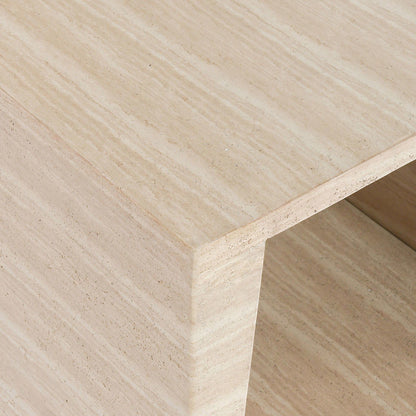 Rosen - Outdoor Concrete Rectangle End Table - Travertine
