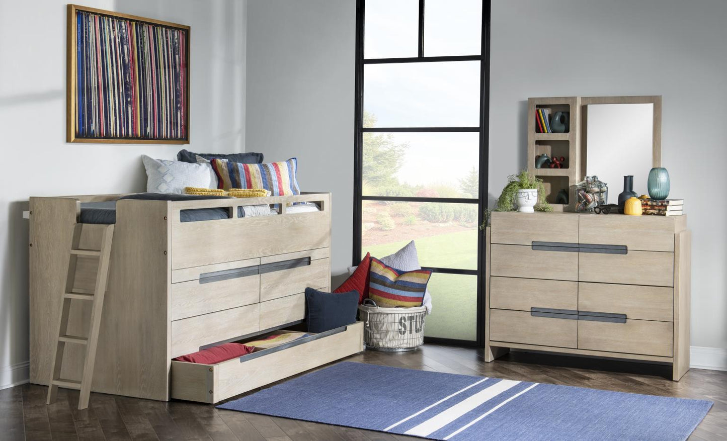 District - Side Frame With Slats - Weathered Oak