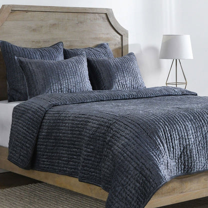 Bari - Velvet King Quilt - Sea Fog