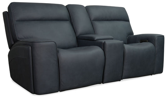 Riverton - Power Gliding Console Loveseat With Power Headrest And Lumbar - Black
