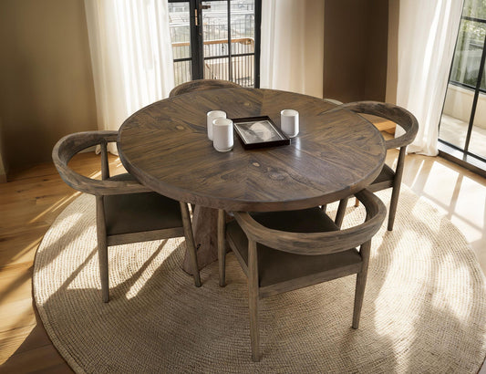 Natural Teca - Cross Table Base - Quartersawn Oak / Marooned Brown