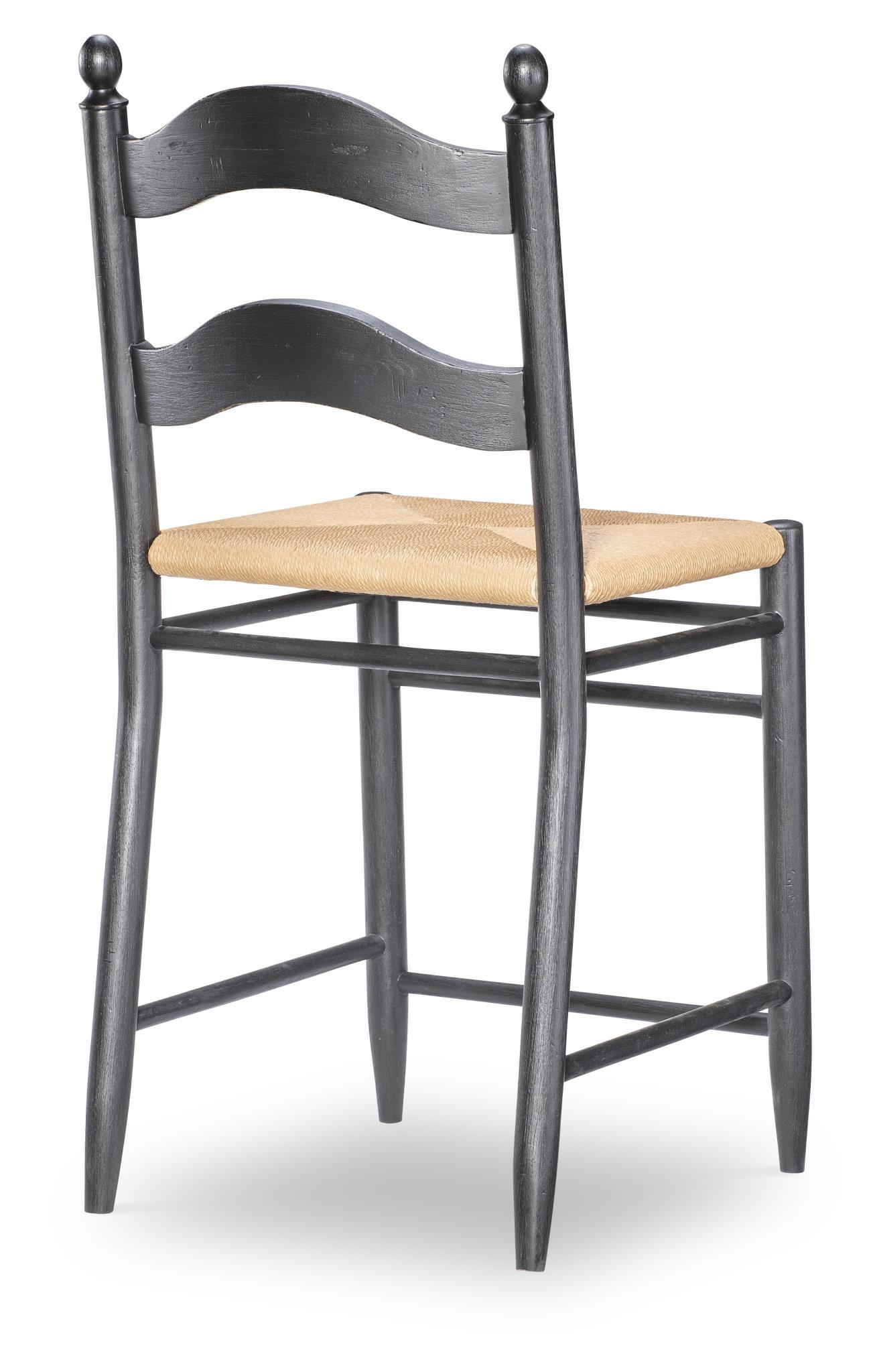 Vintage Market - Rush Seat Ladder Back Counter Height Chair (Set of 2) - Kettle Black