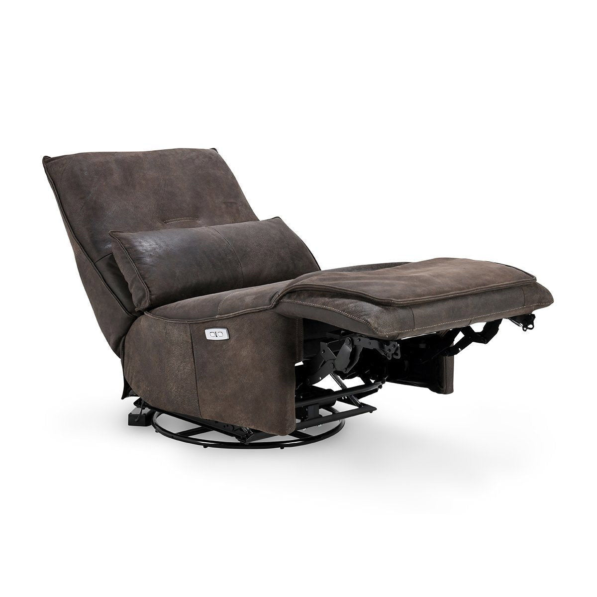 Paige - Leather Swivel Power Recliner - Rustic Brown