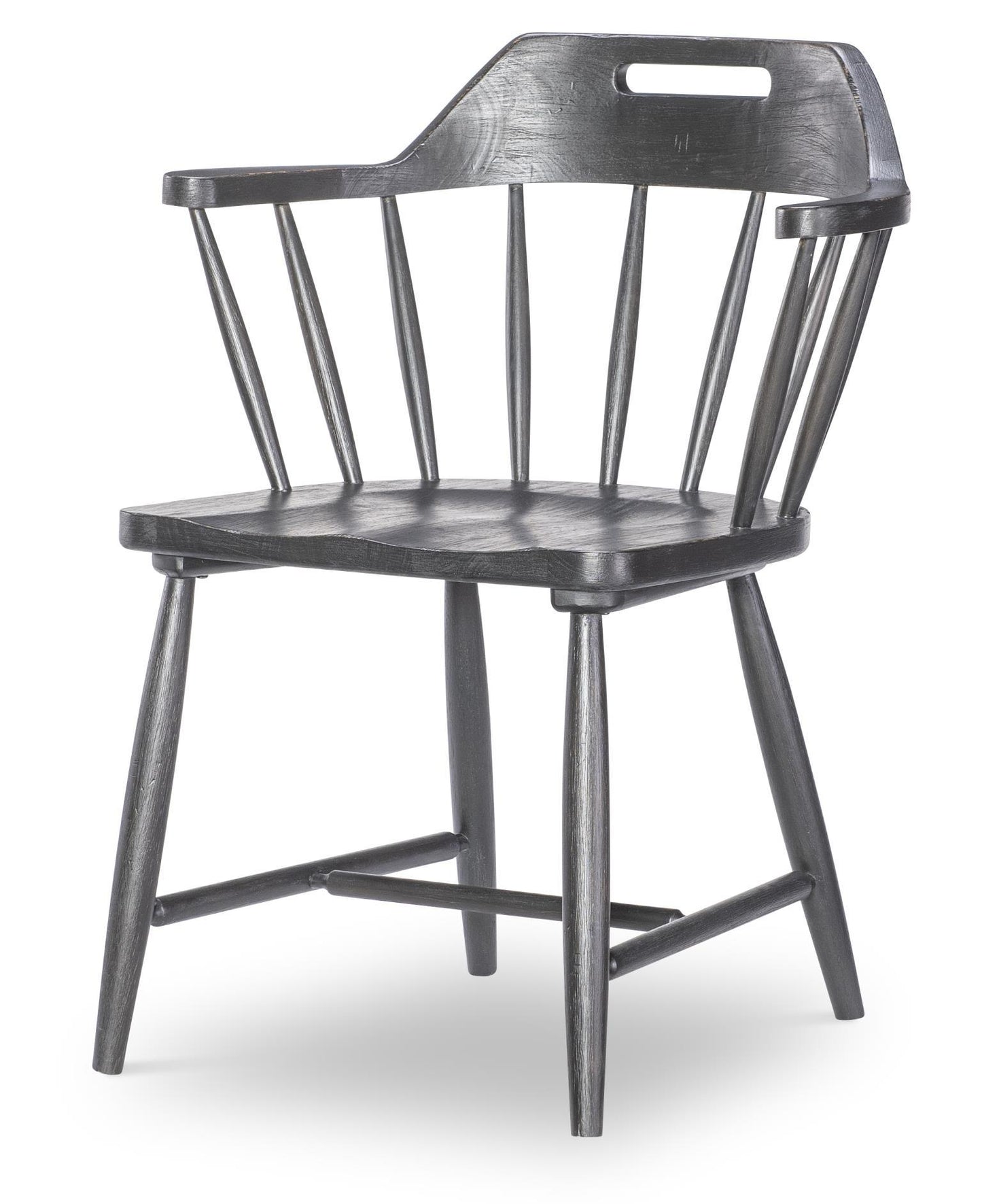 Vintage Market - Spindle Back Arm Chair With Handle Cut Out (Set of 2) - Kettle Black