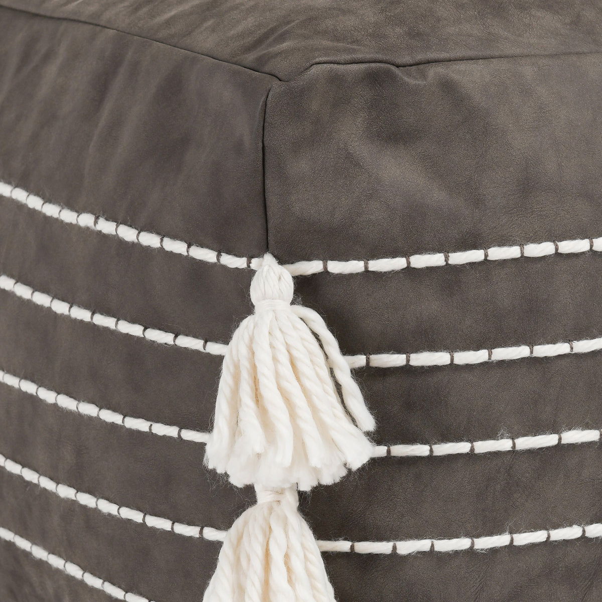 Ezekiel - Vegan Leather Pouf - Natural