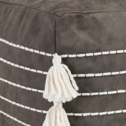 Ezekiel - Vegan Leather Pouf - Natural