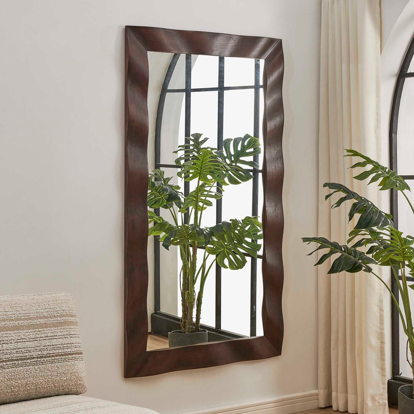 Wrinkle - Wavy Wood Mirror - Woodtone