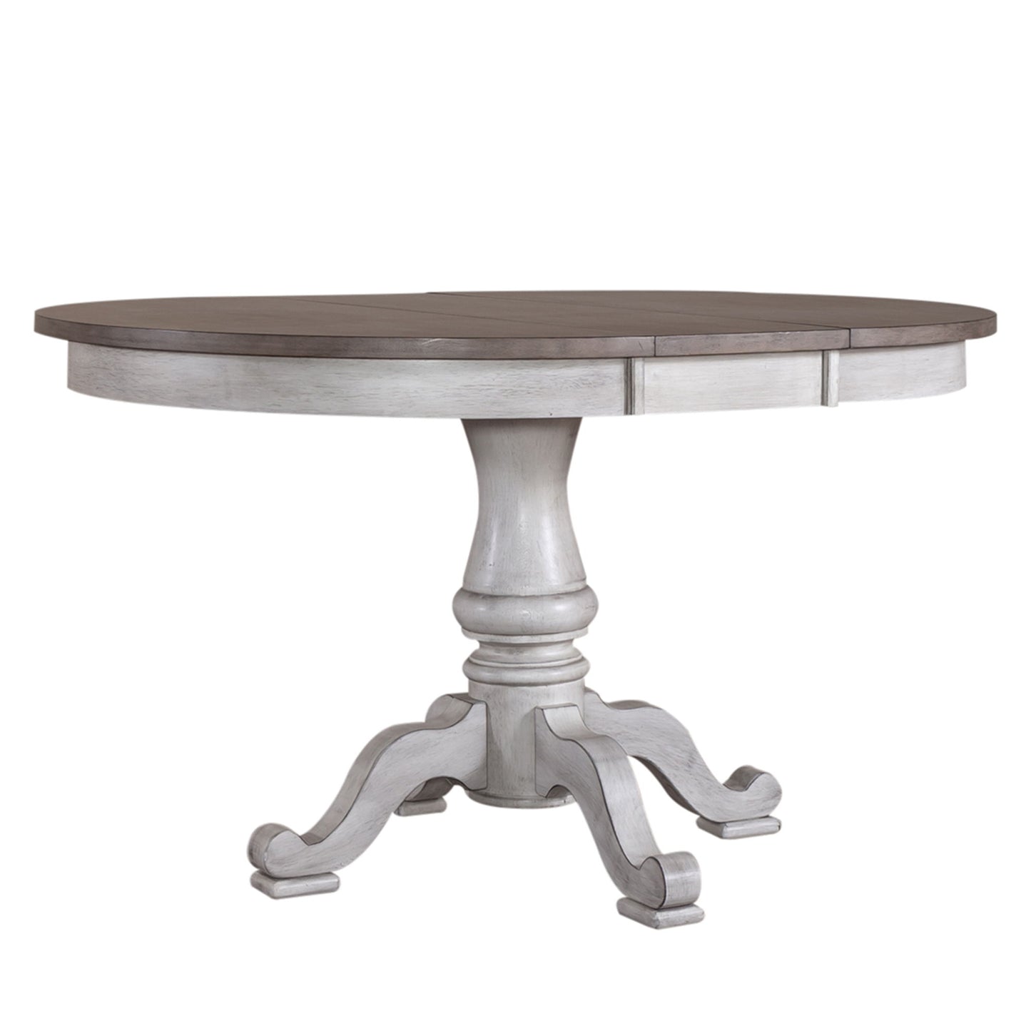 Ocean Isle - Single Pedestal Table Top - Antique White & Dark Brown