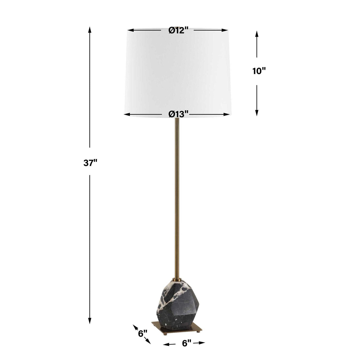 Rowland - Panda Marble Buffet Lamp - Black / Brass