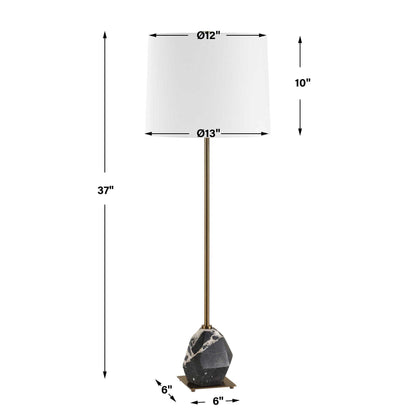 Rowland - Panda Marble Buffet Lamp - Black / Brass
