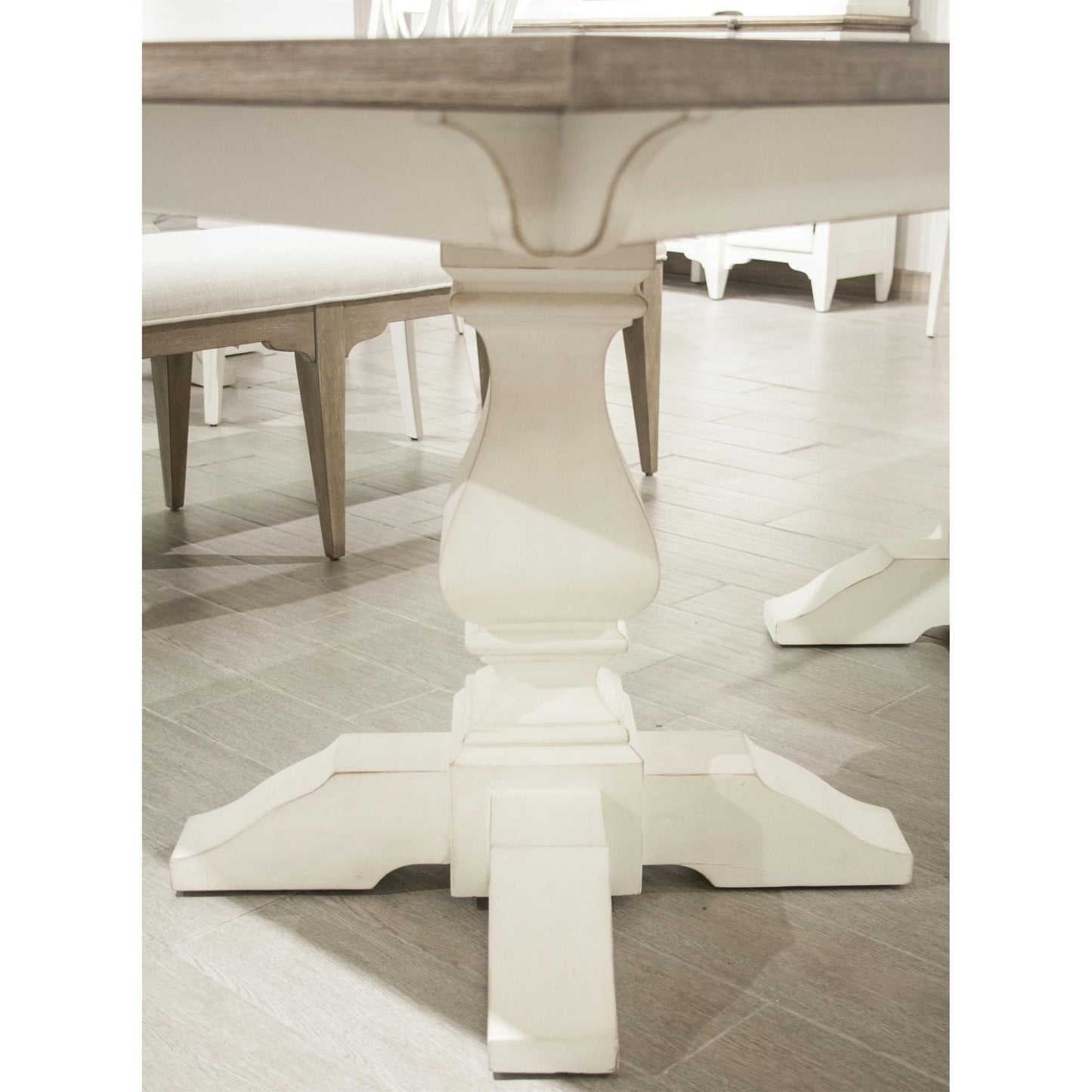 Myra - Double Pedestal Table Base - Paperwhite