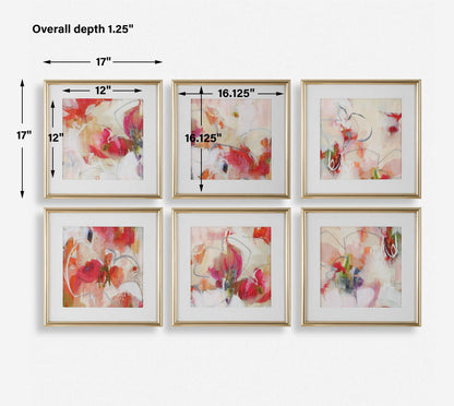 Fresh Start - Red Abstract Prints (Set of 6)