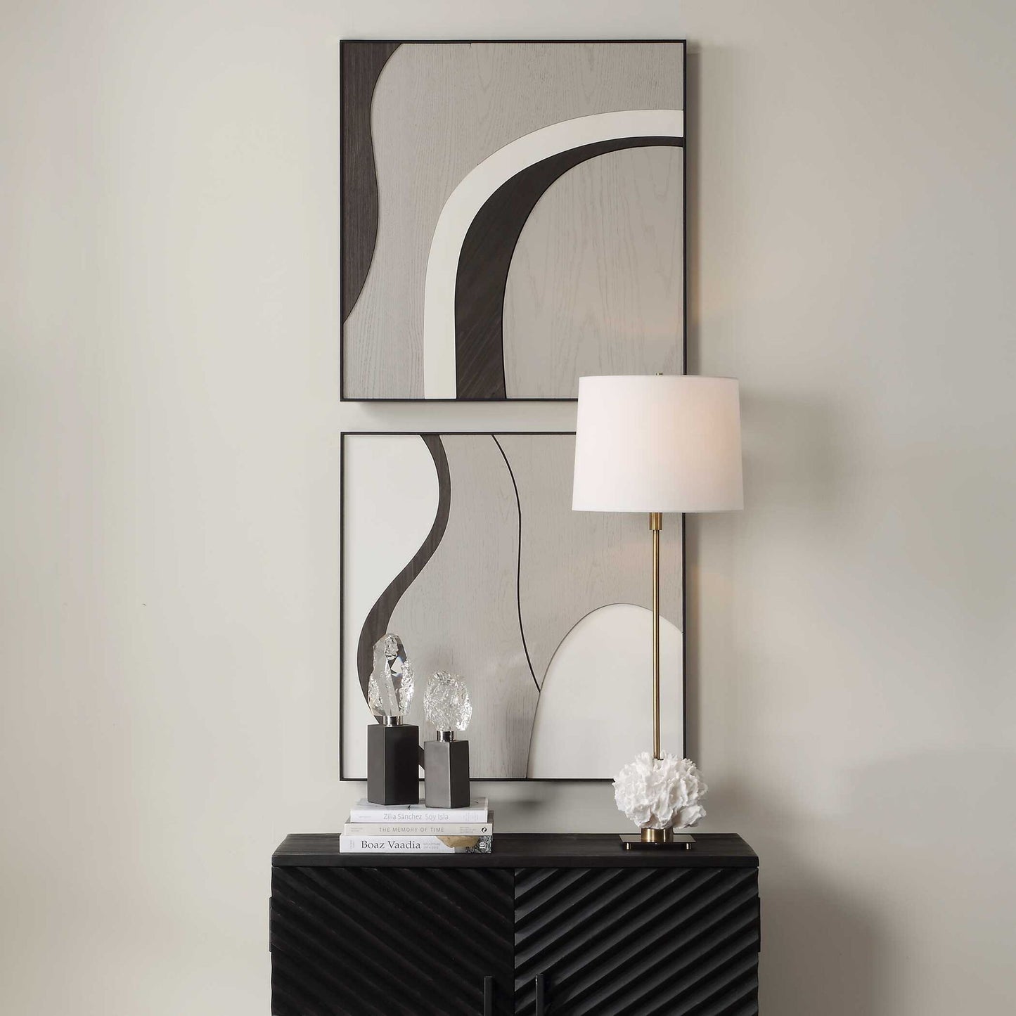 Joel - Modern Wood Wall Art (Set of 2) - Brown / Gray