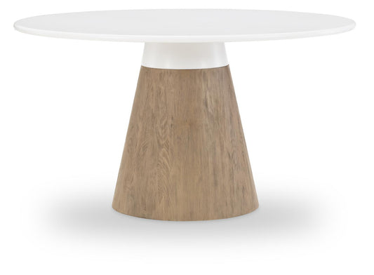 Melrose - Round Dining Table Base - Cloud White And Desert Oak