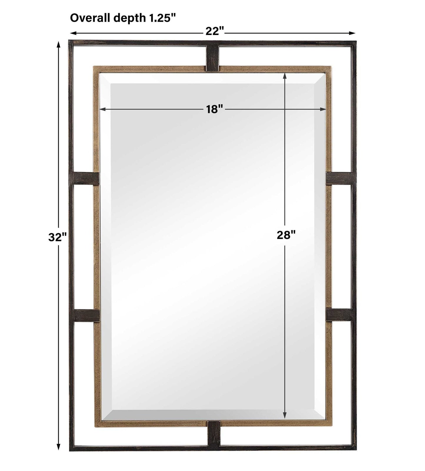Carrizo - Rectangle Mirror - Gold & Bronze