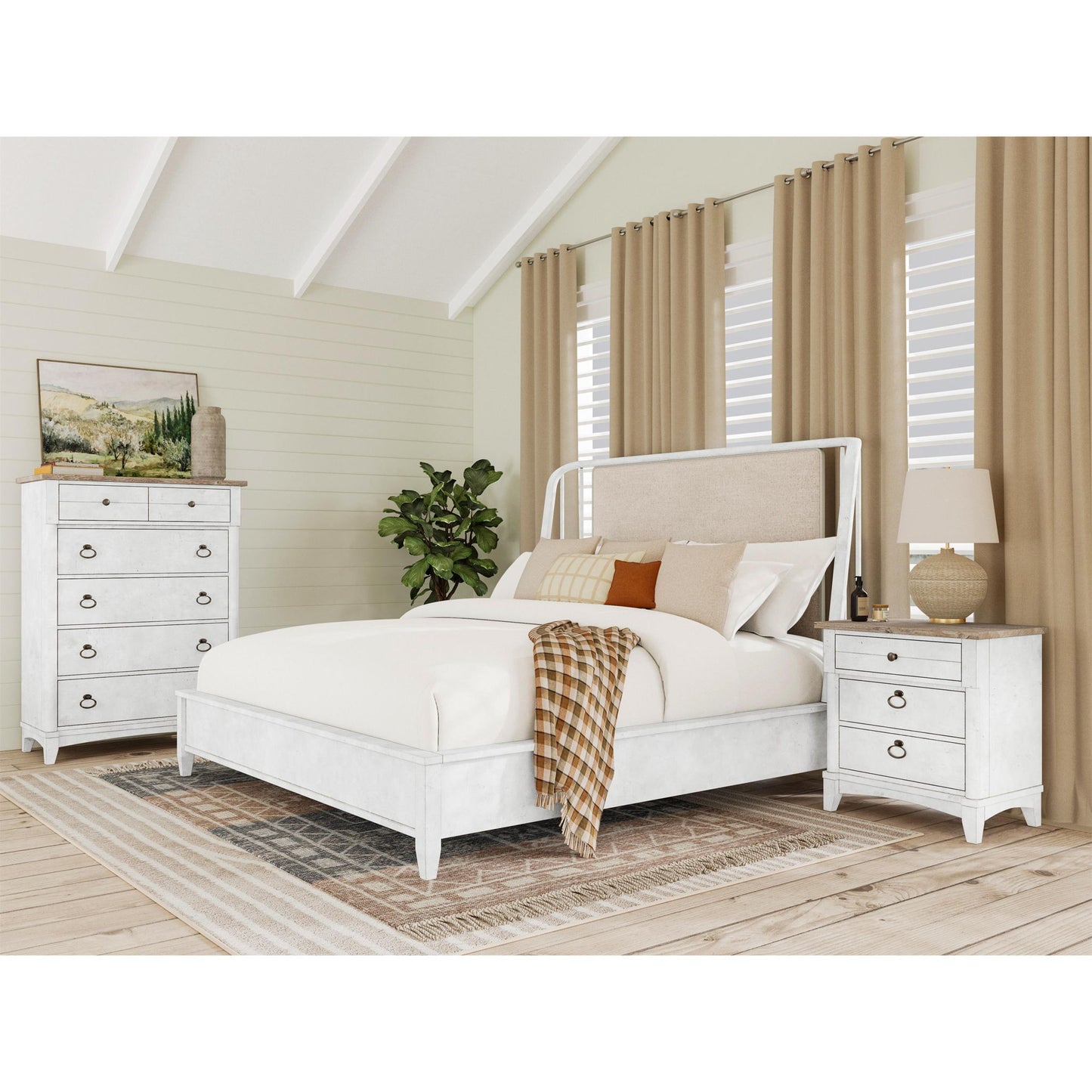 Maddox - King Upholstered Spindle Headboard - White