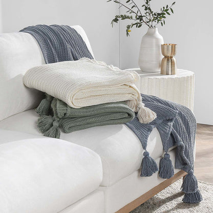 Throws - TC Veda Throw - Sea Fog Blue