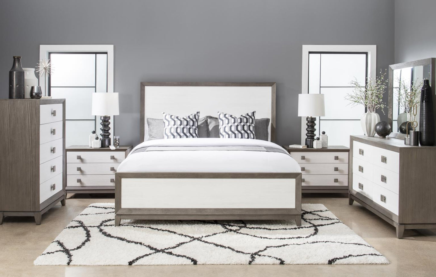Terra Luna - Panel Headboard - King / California King - White Cloud & Nightfall