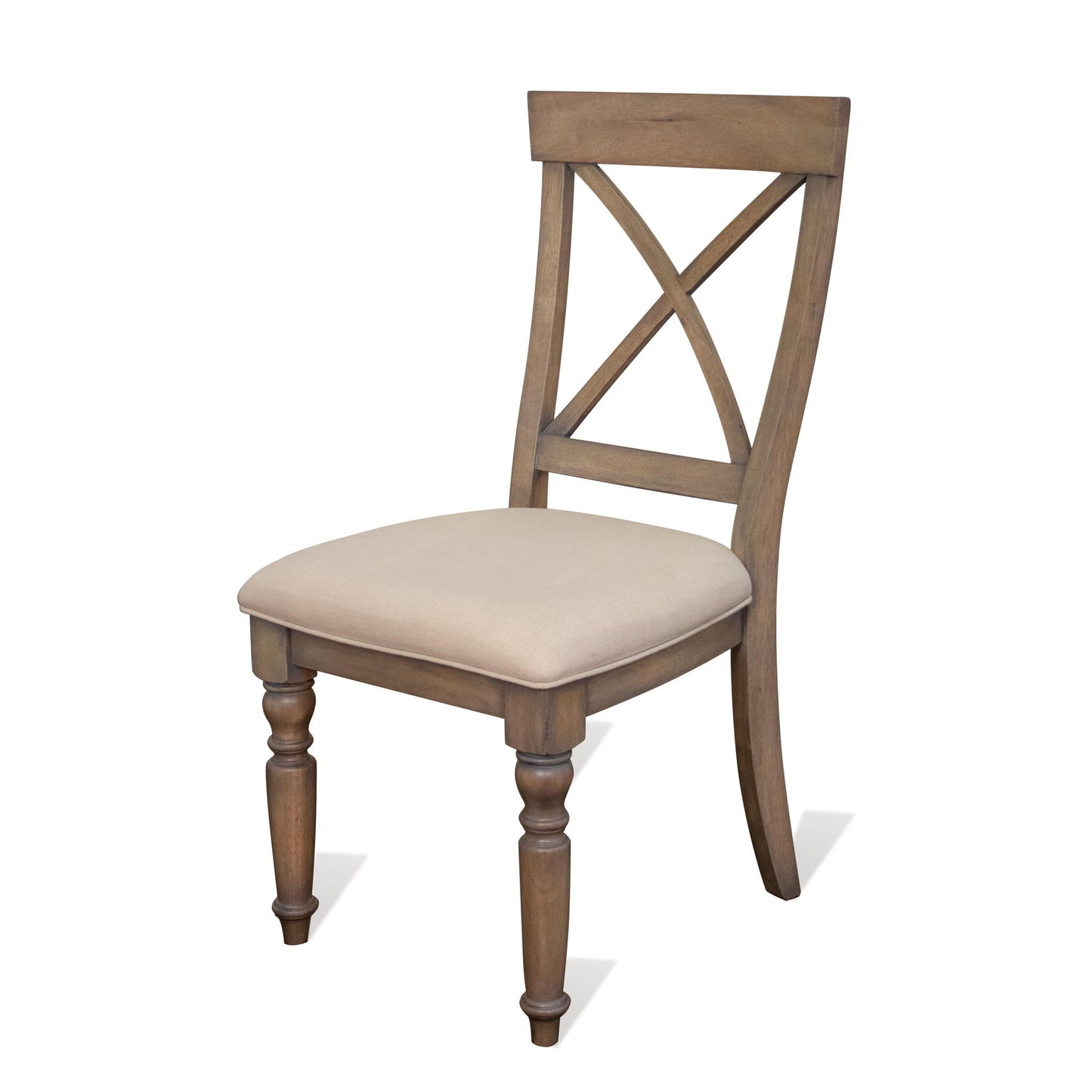Aberdeen - X - Back Upholstered Side Chair (Set of 2) - Weathered Driftwood