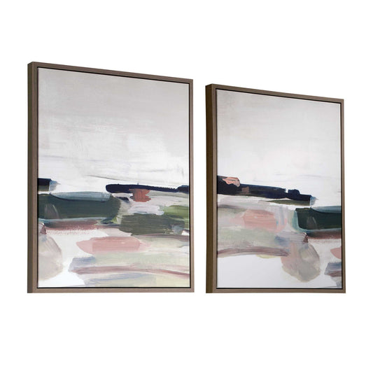 Just - Peaking Framed Abstract Prints (Set of 2) - Black / Gray / Green / Pink / Purple / White
