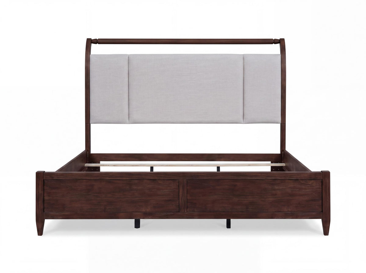 Reflections - King Upholstered Sleigh Headboard - Dark Roast