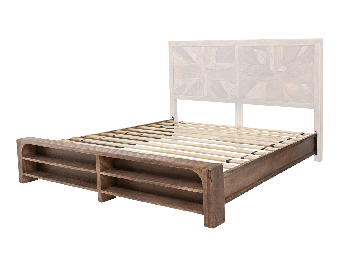 Praga - Queen Storage Platform - Almond / Barrel Brown