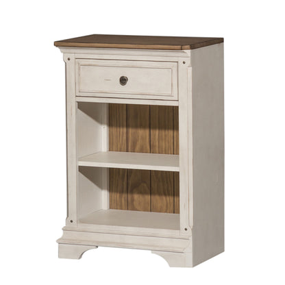 Morgan Creek - Left Pier Base - Antique White / Wirebrushed Tobacco Accents