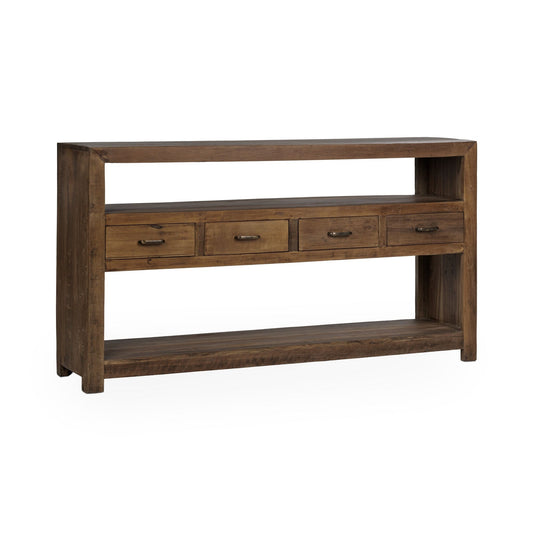 Mattai - Reclaimed Wood 4 Drawer Console Table - Natural
