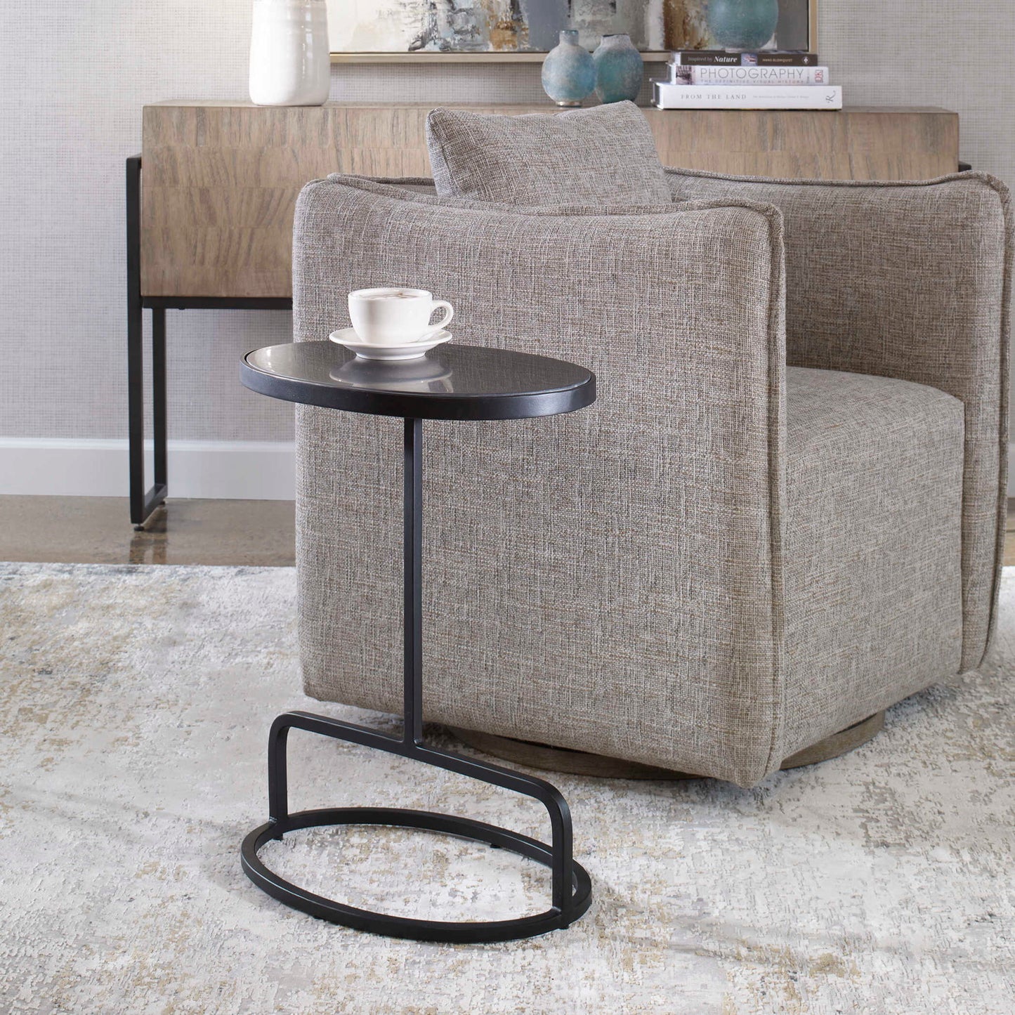Jessenia - Marble Accent Table - Black