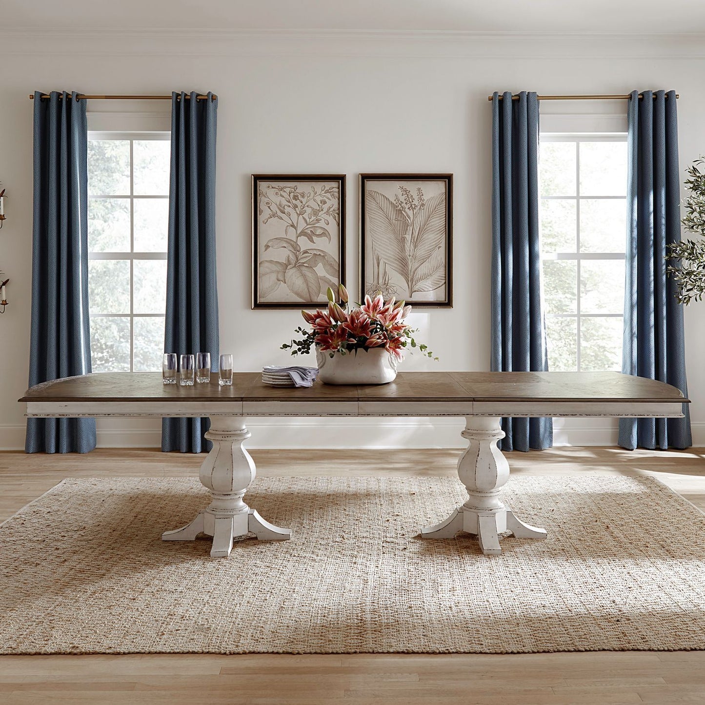 Magnolia Manor - Double Pedestal Table Top - White
