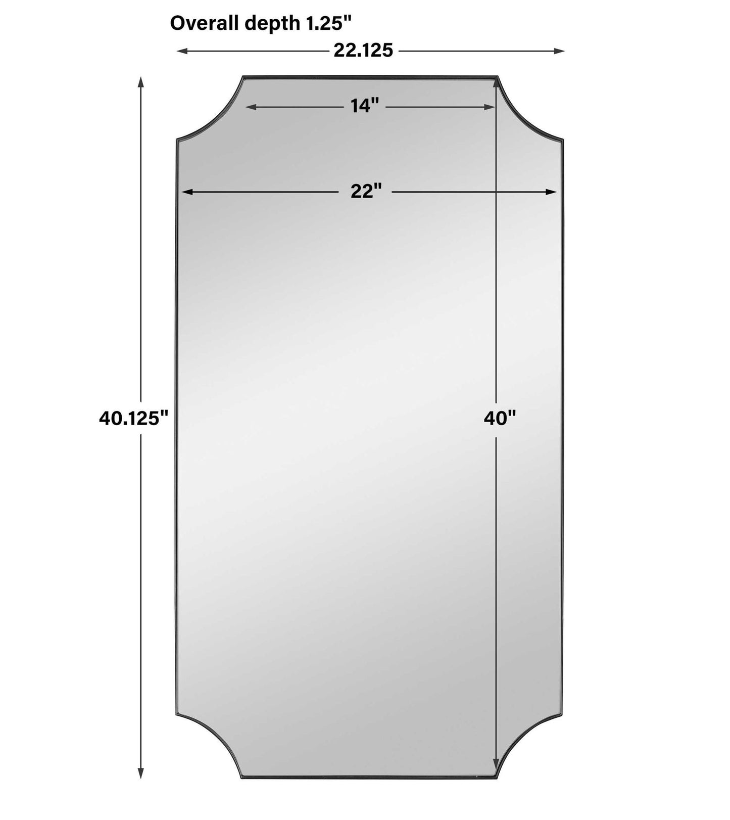 Lennox - Scalloped Corner Mirror - Black