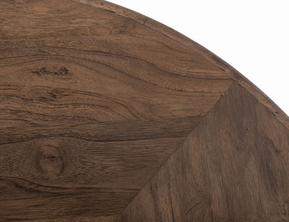 Natural Teca - 47" Round Table Top - Quartersawn Oak / Marooned Brown