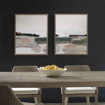 Just - Peaking Framed Abstract Prints (Set of 2) - Black / Gray / Green / Pink / Purple / White