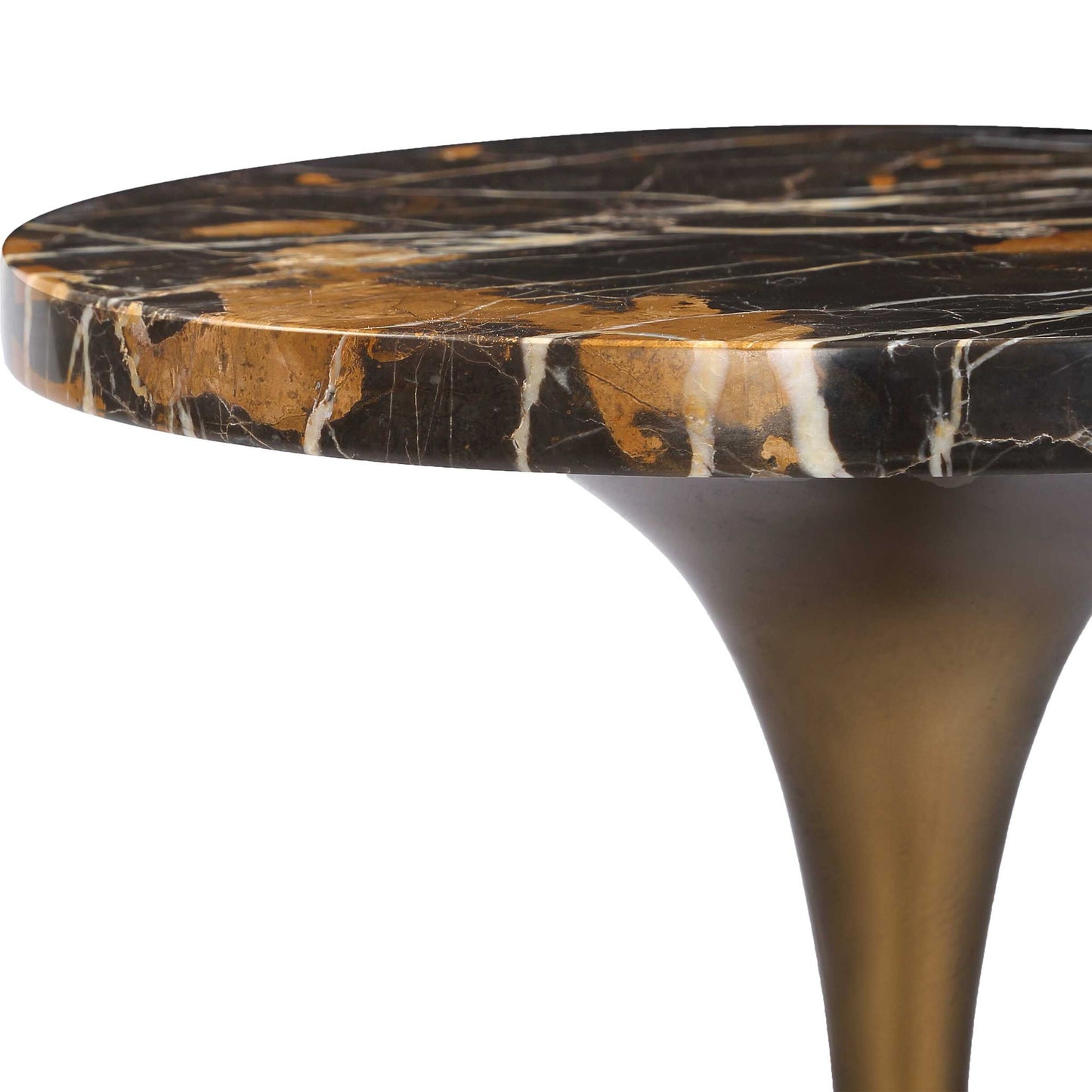 Karnes - Dark Marble Drink Table - Black / Bronze / Brown
