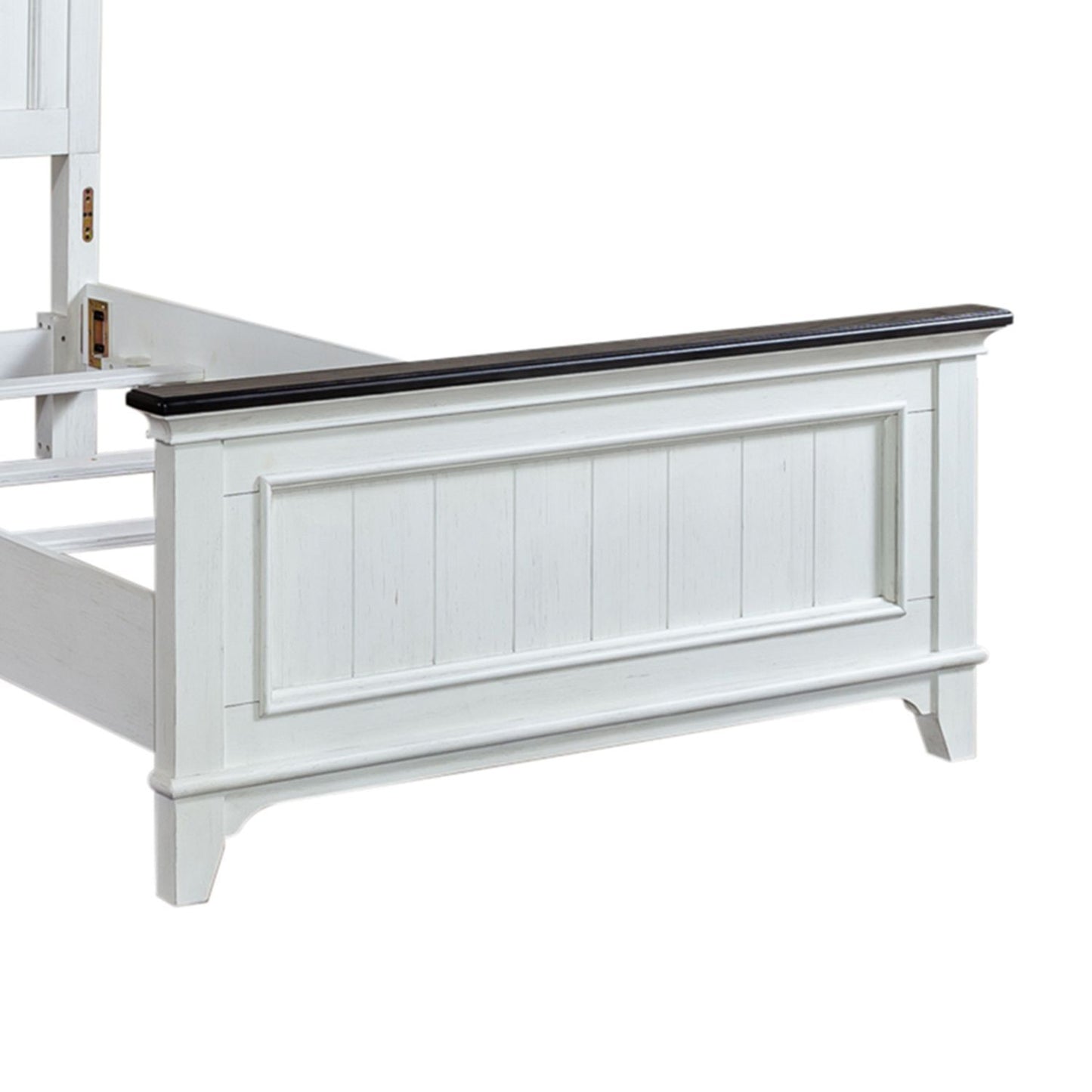 Allyson Park - Twin Panel Footboard - Wirebrushed White / Charcoal