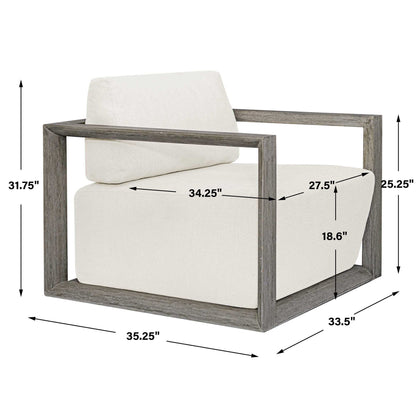 Remsen - Outdoor Lounge Chair - Dark Gray / White