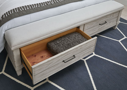 Belhaven - Queen Upholstered Bench Storage Footboard - Pearl Silver