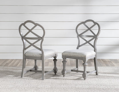 Kingston - X Back Side Chair (Set of 2) - Sandalwood Brown / Tweed Gray