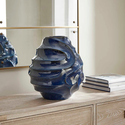 Helix - Swirl Outdoor Vase - Blue