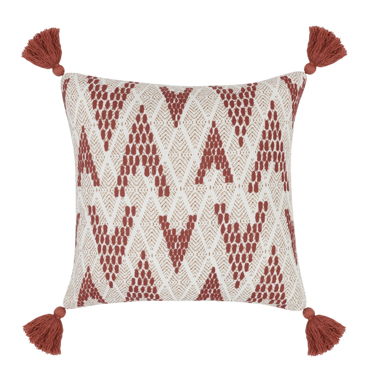 Terranea - Indoor/Outdoor Sanibel Pillow - Natural/Clay Red