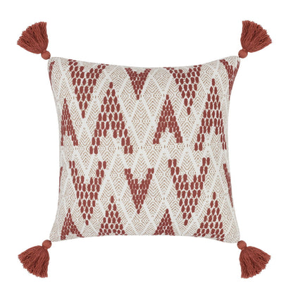 Terranea - Indoor/Outdoor Sanibel Pillow - Natural/Clay Red