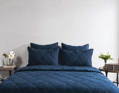 Caleb - Hand Stitched 4 Piece King Set - Midnight Blue