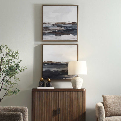 Bring Me In - Framed Landscape Painting (Set of 2) - Blue / Brown / Pink / Purple / White