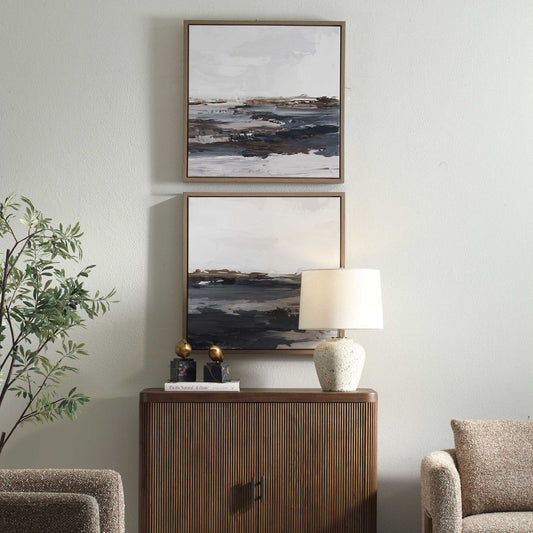 Bring Me In - Framed Landscape Painting (Set of 2) - Blue / Brown / Pink / Purple / White