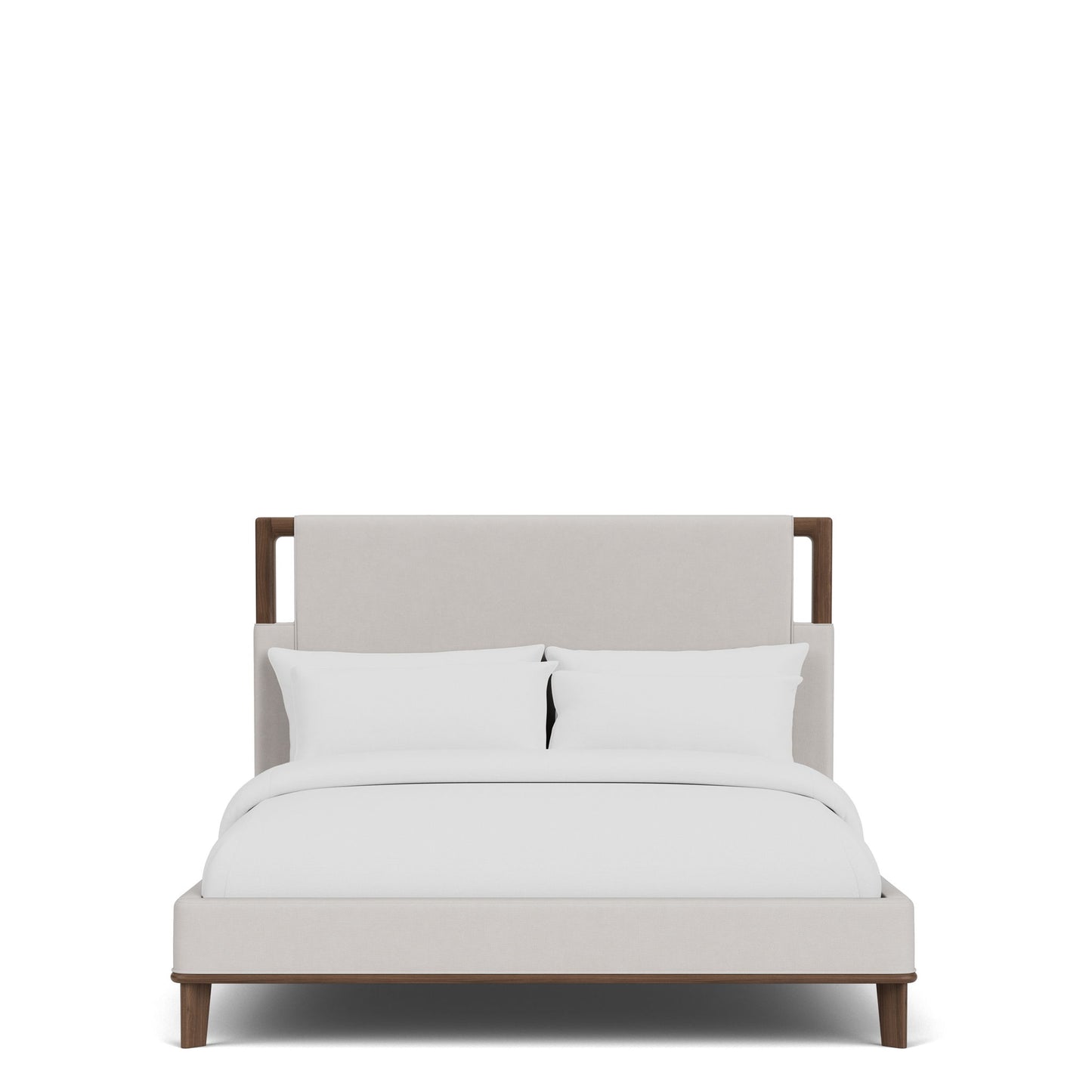 Delia - Queen Upholstered Bed - Nouveau Walnut / Beige