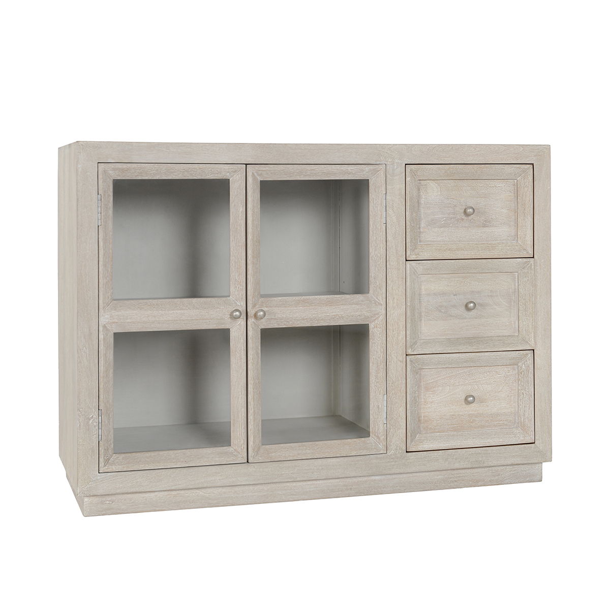 Isha - 3 Drawers 2 Door Cabinet - White Washed