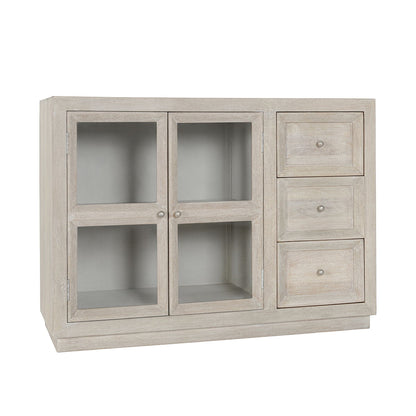 Isha - 3 Drawers 2 Door Cabinet - White Washed
