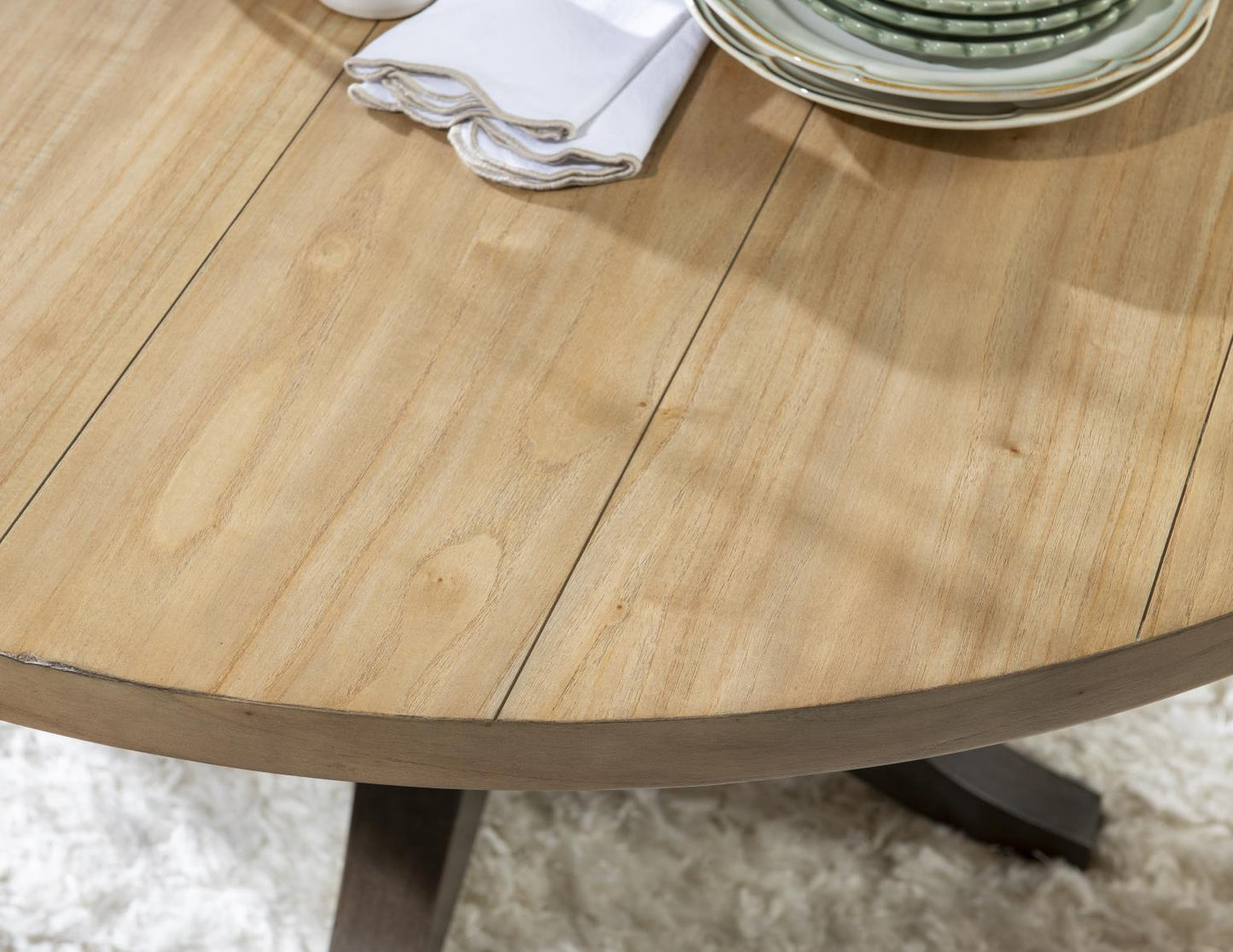 XXX's And OOO's - Complete Round Dining Table - Two Tone